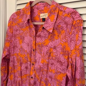 Universal Thread Relaxed Linen Blend Floral Shirt